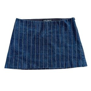 Dolce & Gabbana 90’s Pin Strip Jean Mini Skirt